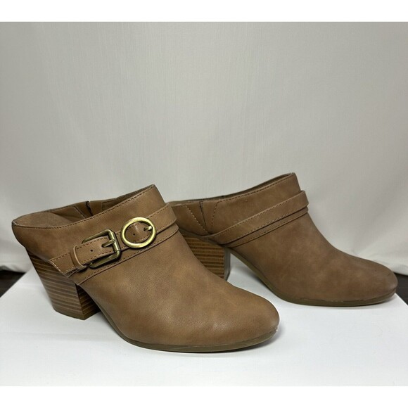 A2 By Aerosoles Tan Leather Slip On Mule Clogs Women's SIZE 8.5 - Picture 2 of 7